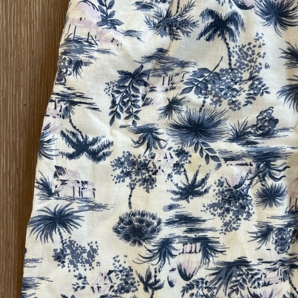 Abercrombie & Fitch Tailored Linen Blend Palm Tree Print Pants Blue and White - Picture 6 of 10